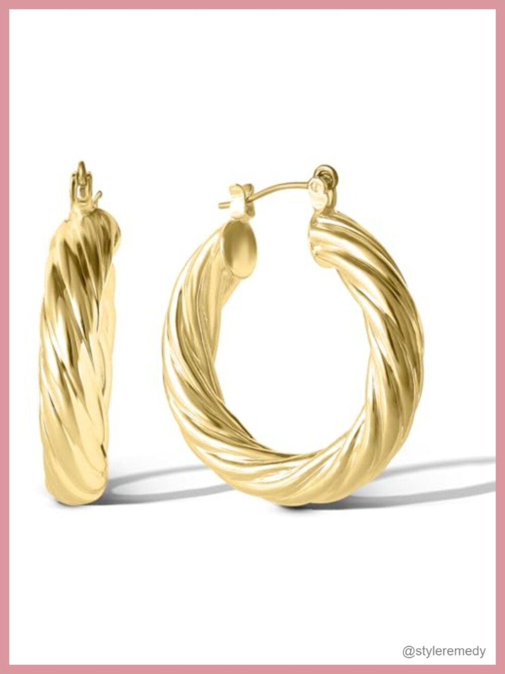 Twisted Hoop Earrings for Women Gold Plated Brass Lever Back Everyday
